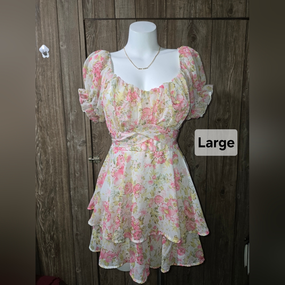 Floral Ruffle Dress (Ripped In Back)